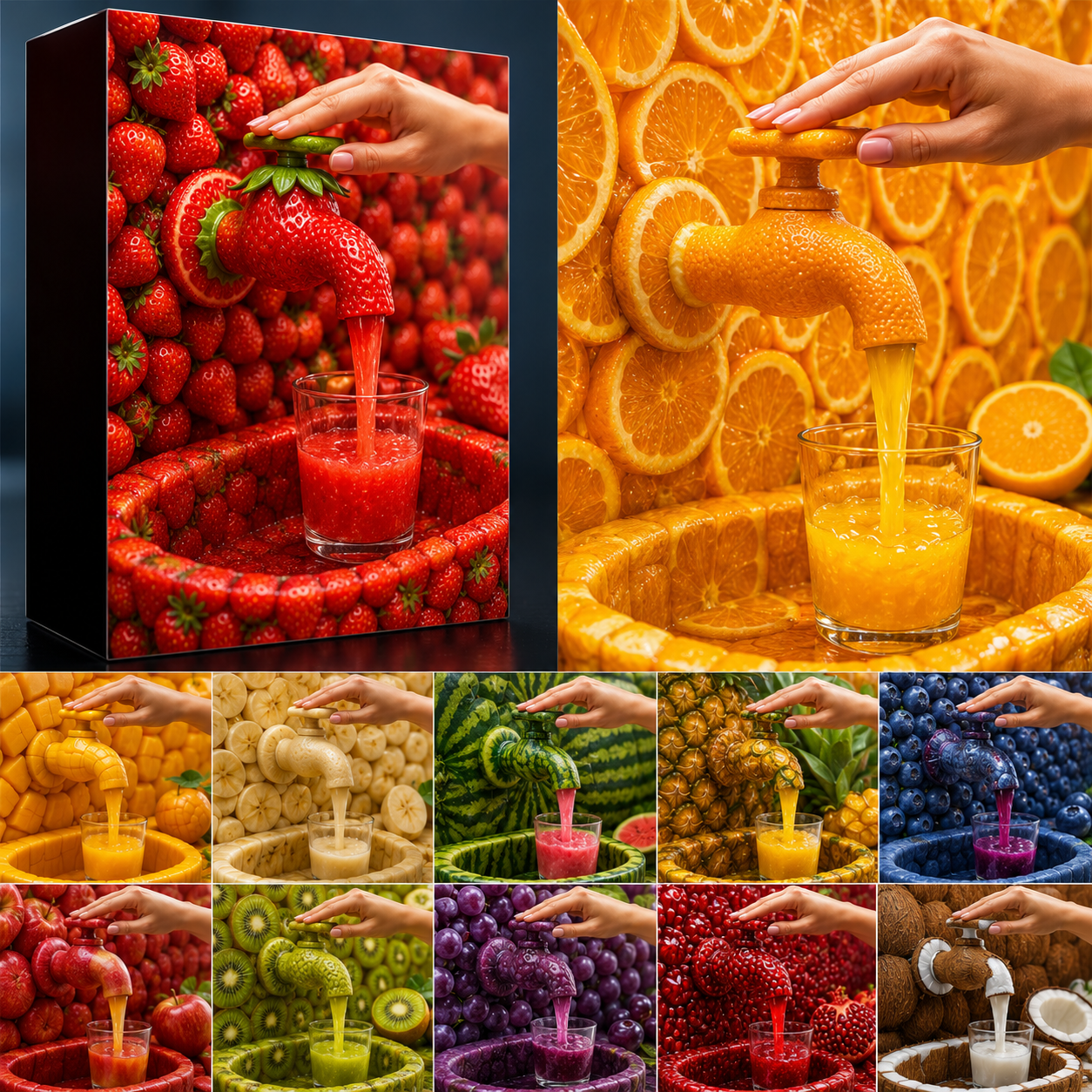 Fruit Faucet Macro Video Master Prompt – AI Satisfying Juice Flow Generator for Google Flow & Veo 3