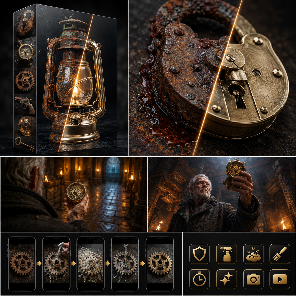 Rust Removal Restoration Master Prompt – Cinematic AI Image & Video Workflow for Google Flow & Veo 3
