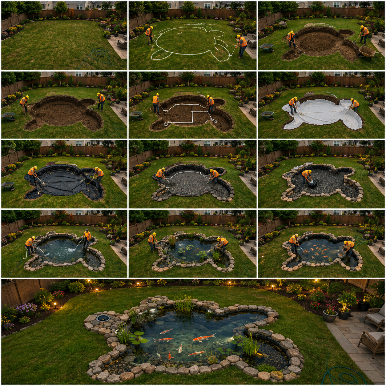 Backyard Animal Pond Timelapse Master Prompt – AI Construction Workflow
